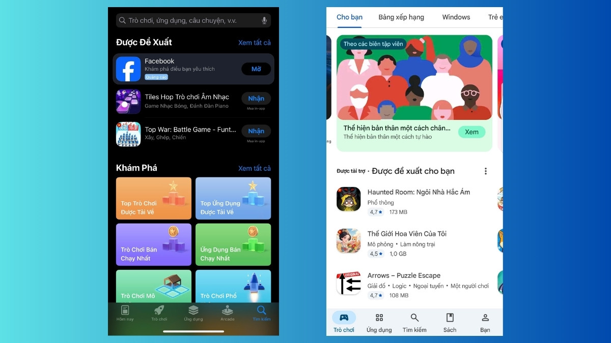 So sánh Google Play và App Store theo từng tiêu chí - giao diện
