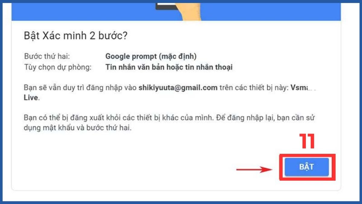 Cách bật Google Prompt xác thực tài khoản Google của bạn - bước 4