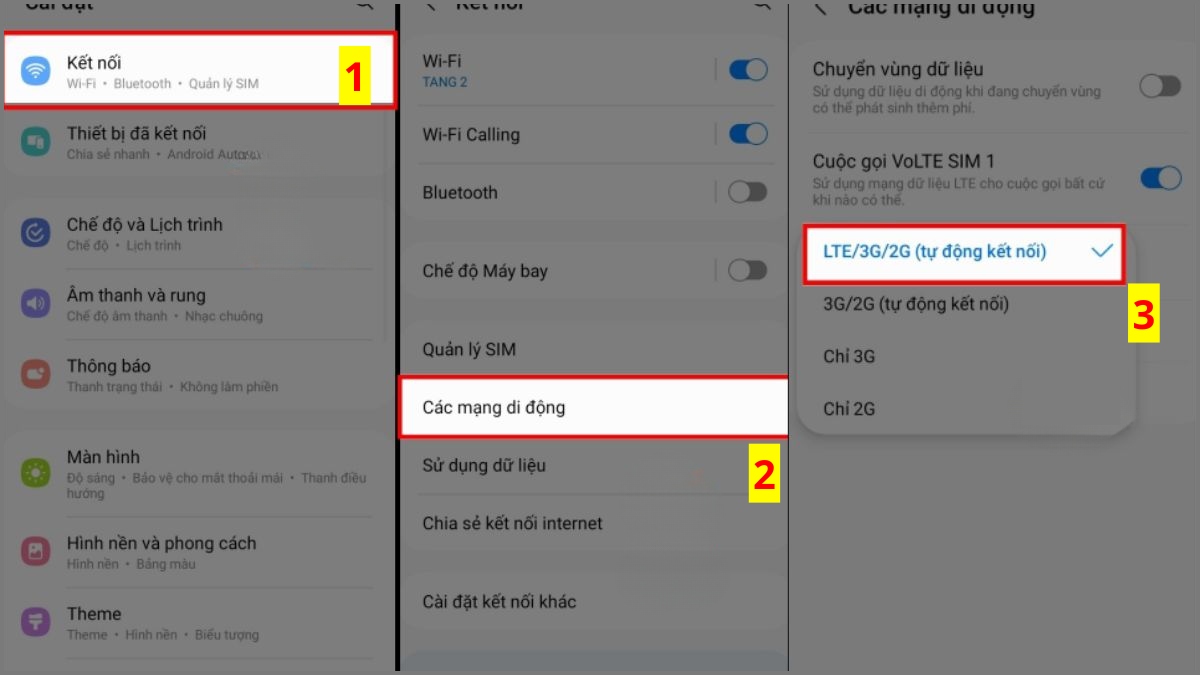 Cách khắc phục mạng 4G hiện chữ H+ - bước 1