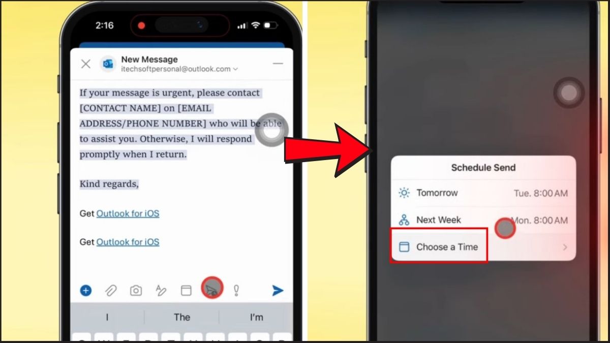 Thay đổi hoặc hủy lịch hẹn giờ mail trên điện thoại - bước 3