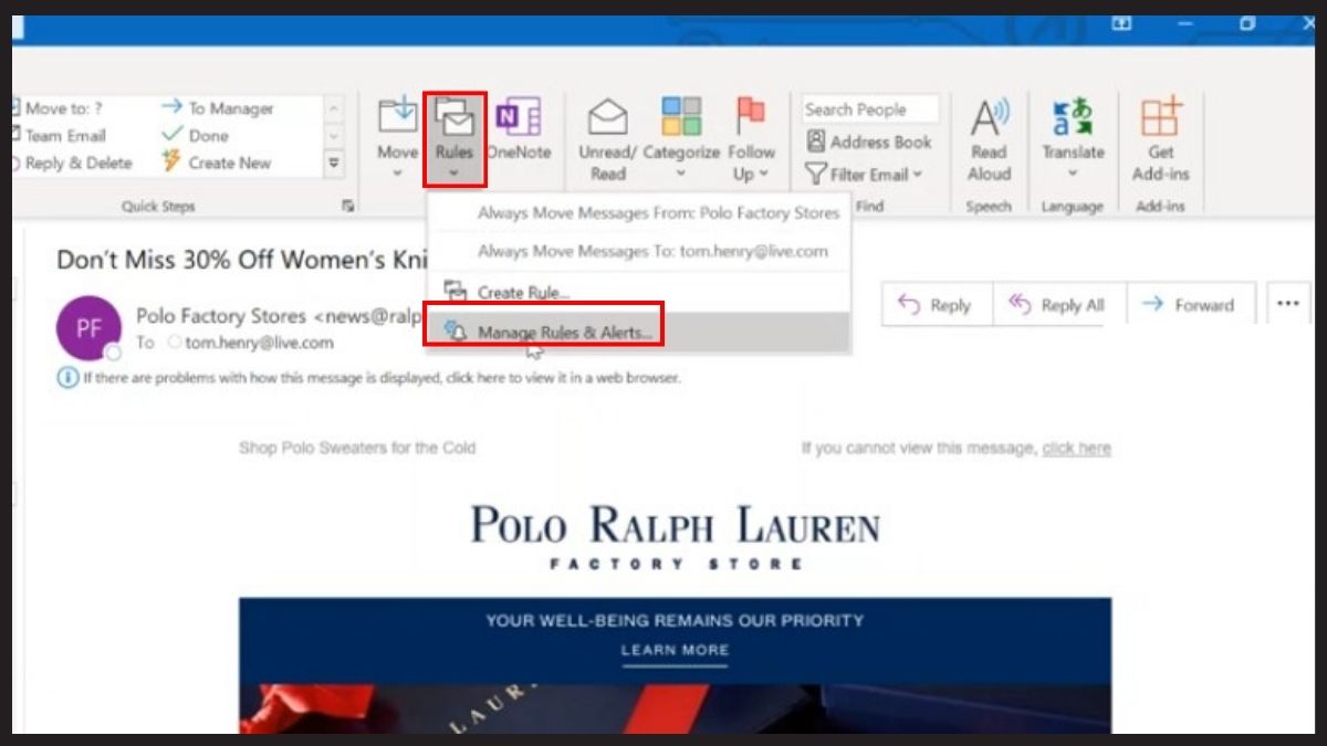 Cách trì hoãn gửi mail trên Outlook - bước 1