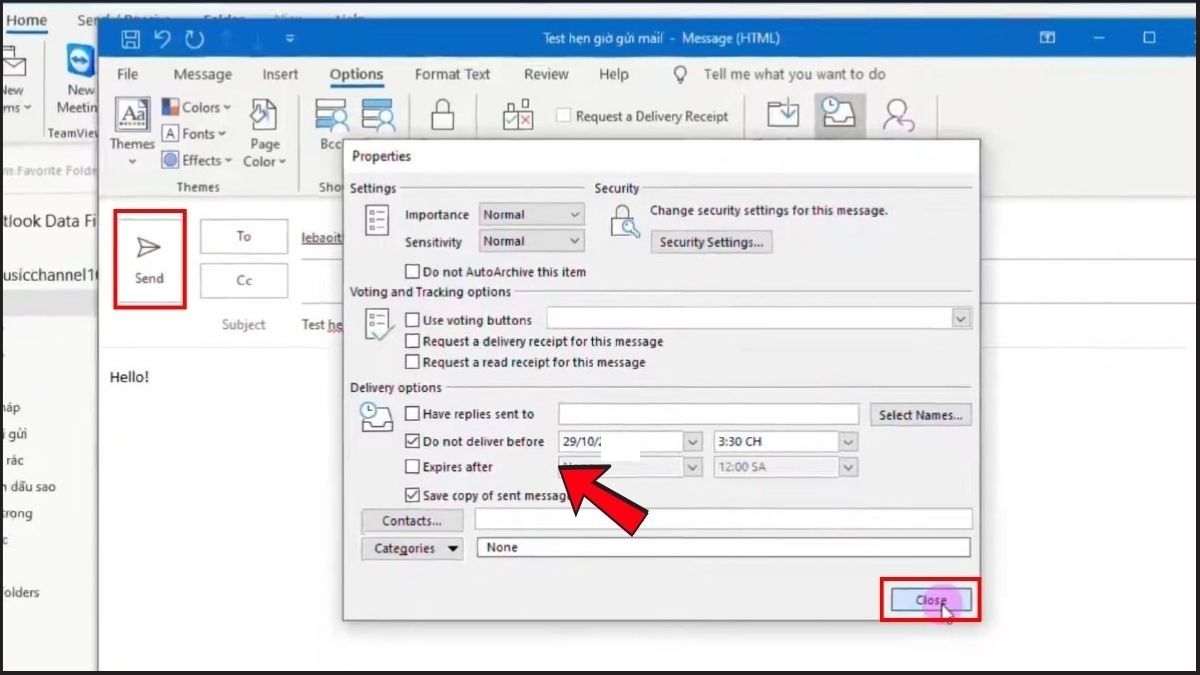 Hẹn giờ gửi mail Outlook trên máy tính - bước 3