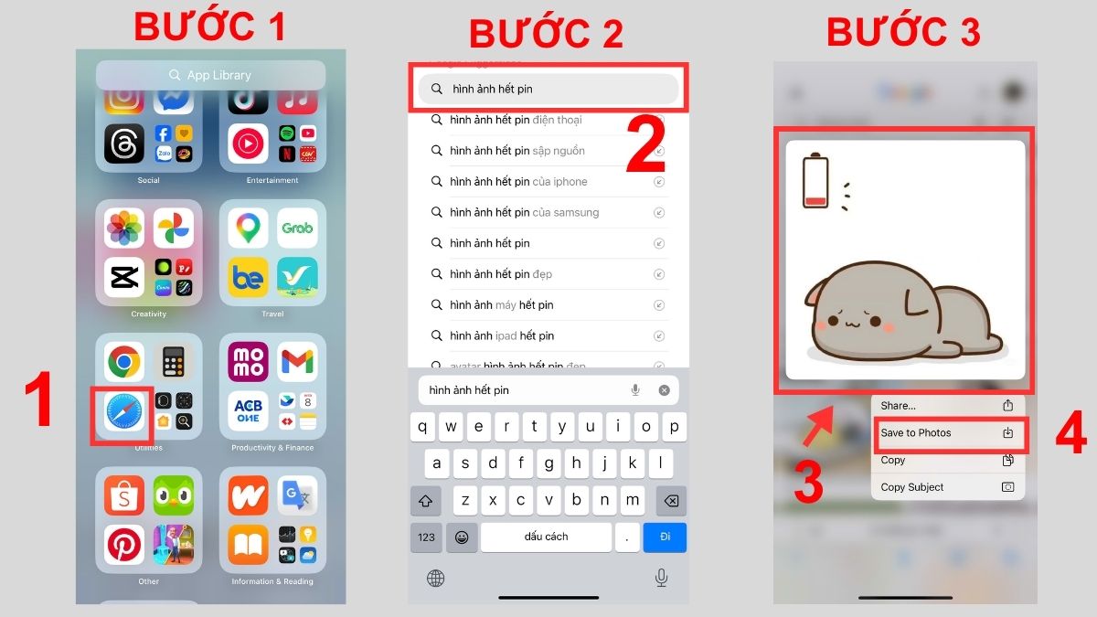 Cách tải hình ảnh hết pin điện thoại chất lượng