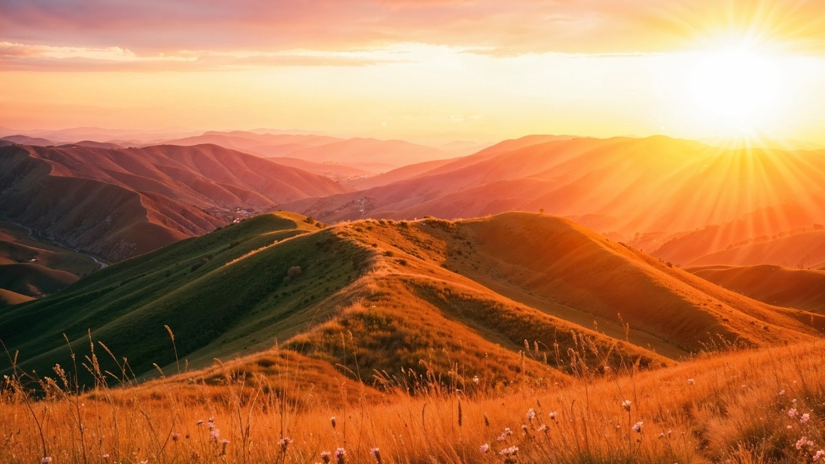 Hình ảnh mặt trời trên núi và thiên nhiên - 3