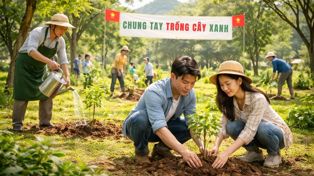 Hình ảnh trồng cây trong công viên - 1