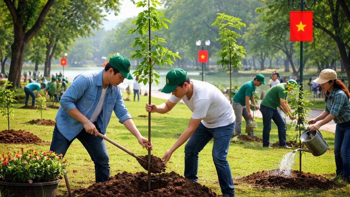 Hình ảnh trồng cây trong công viên - 2