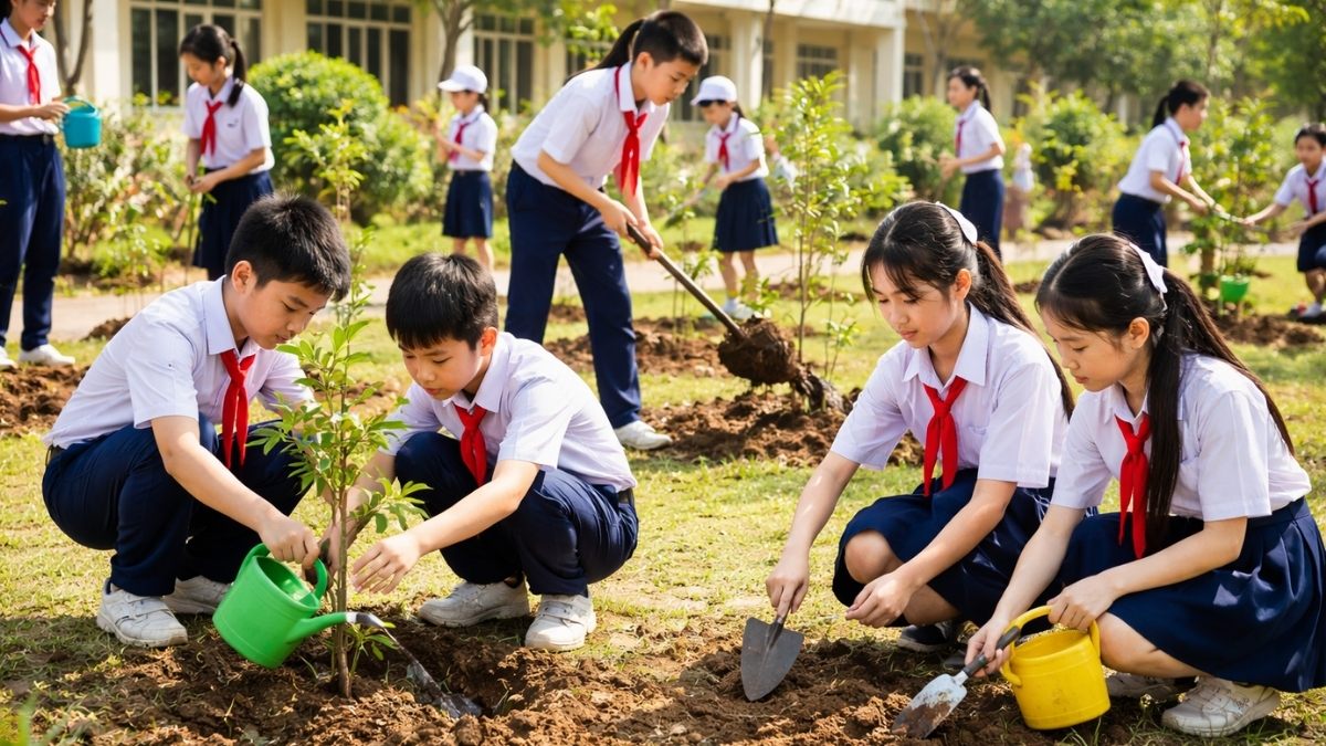 Hình ảnh trồng cây của học sinh - 2