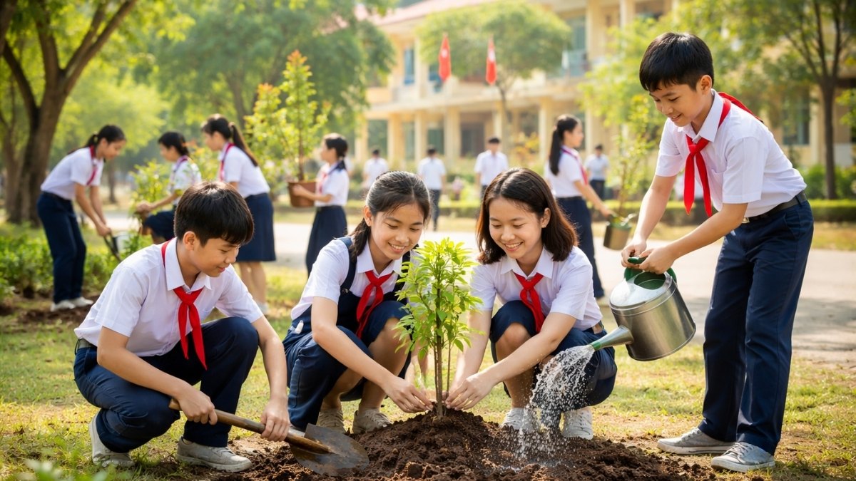 Hình ảnh trồng cây của học sinh - 3