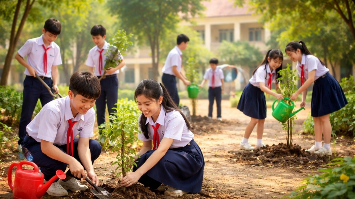 Hình ảnh trồng cây của học sinh - 4