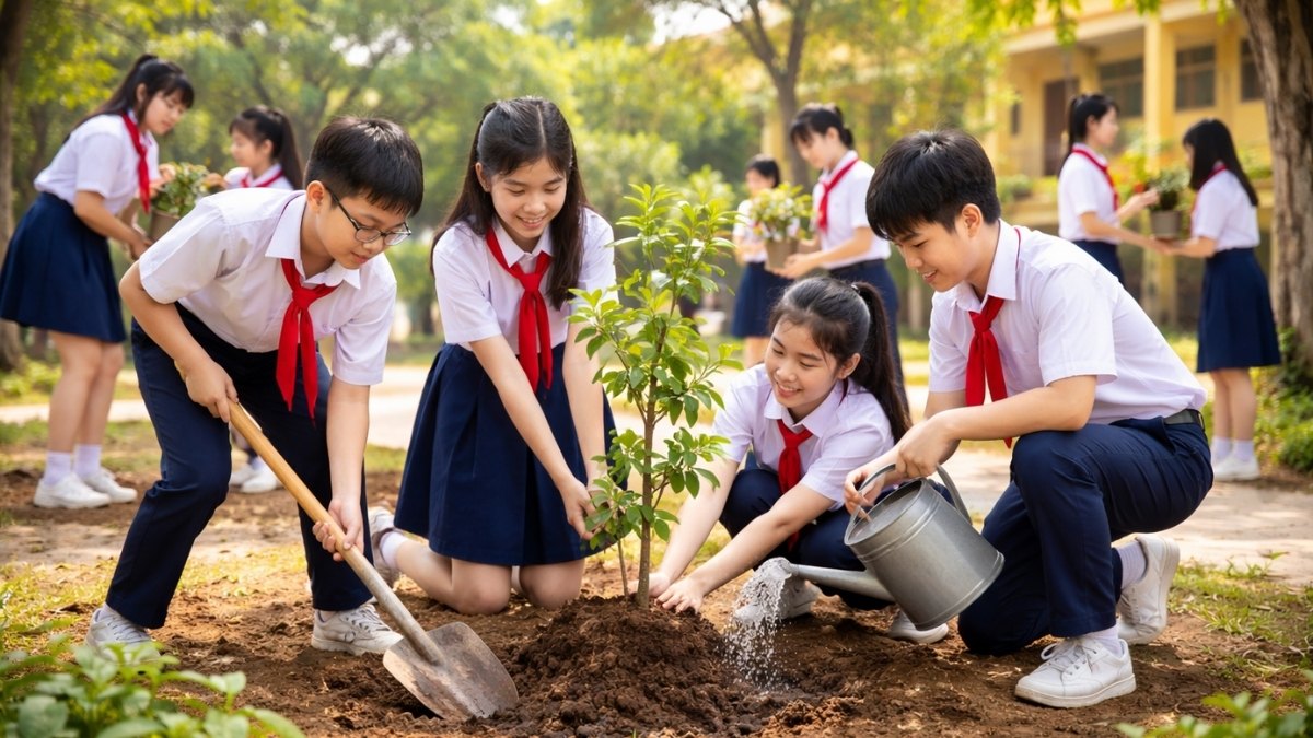 Hình ảnh trồng cây của học sinh - 5