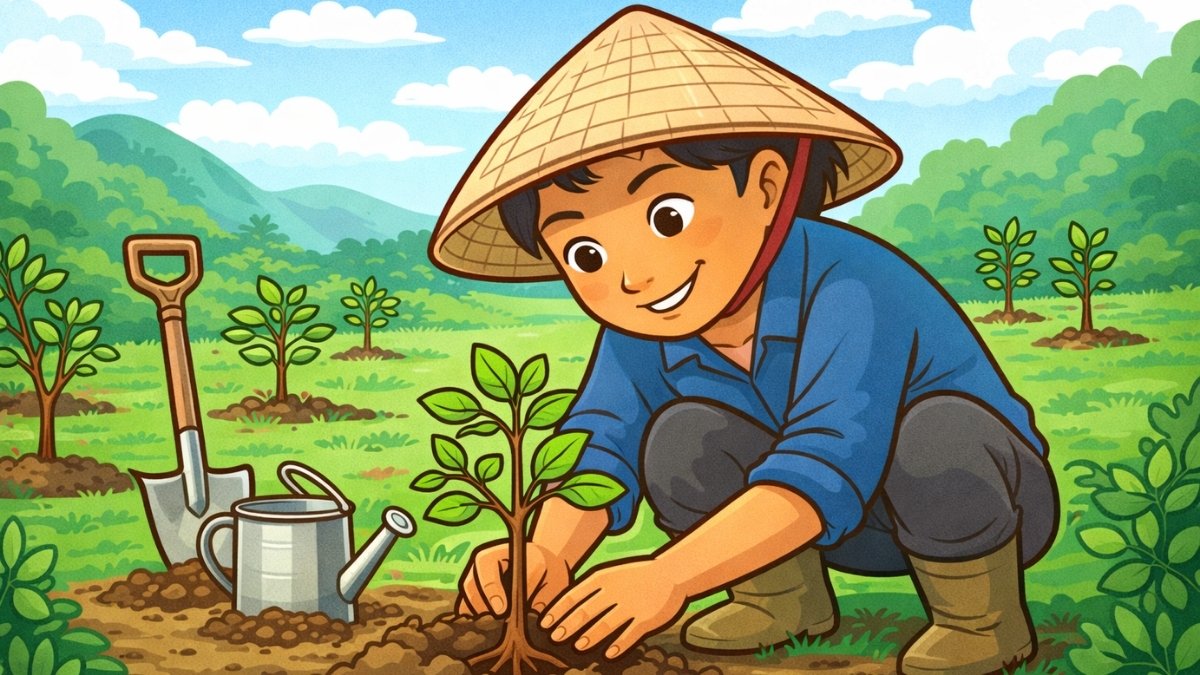 Hình ảnh trồng cây hoạt hình - 1