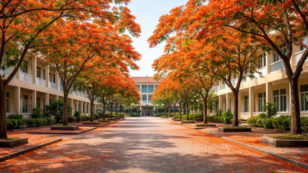 Hình ảnh trường học với hàng cây xanh - 3