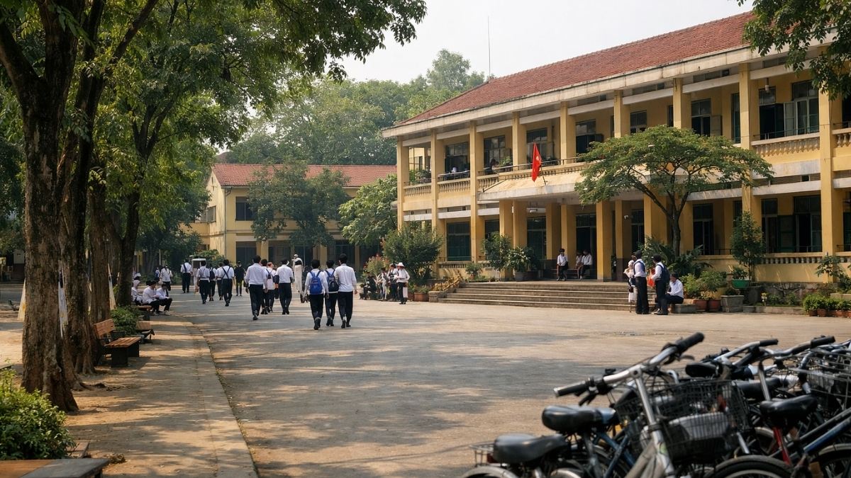 Hình ảnh trường học với hàng cây xanh - 5