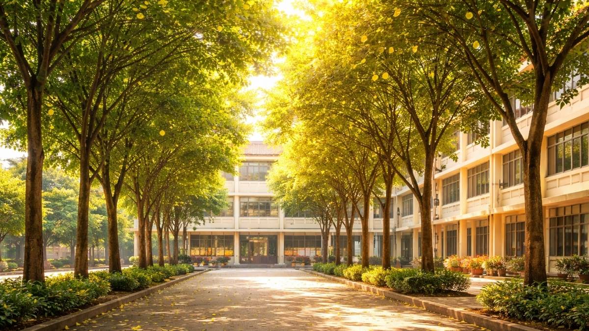 Hình ảnh trường học với hàng cây xanh - 6