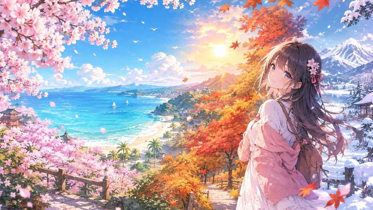 Hình nền 4 mùa anime đẹp cho máy tính - 1