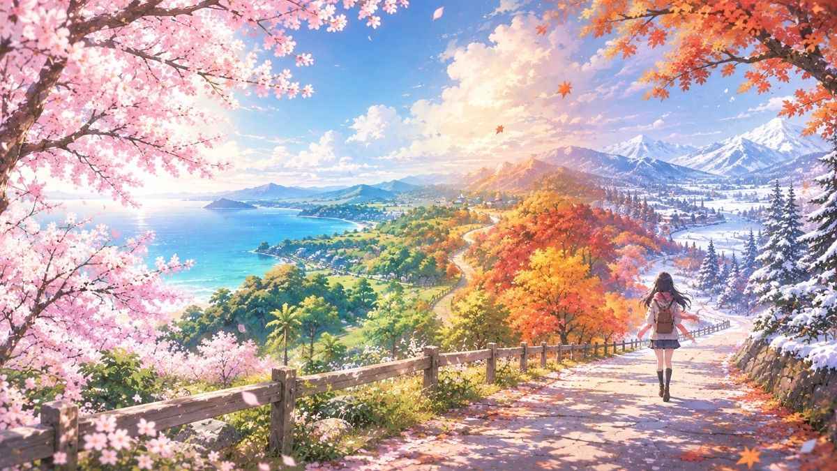 Hình nền 4 mùa anime đẹp cho máy tính - 2
