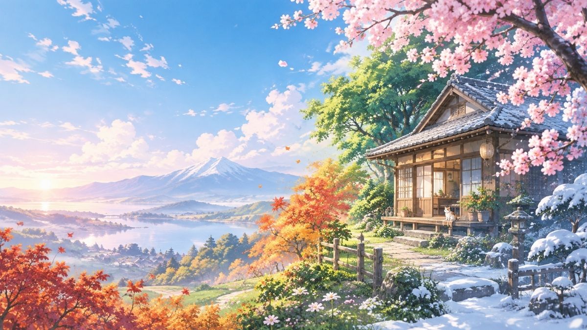 Hình nền 4 mùa anime đẹp cho máy tính - 3