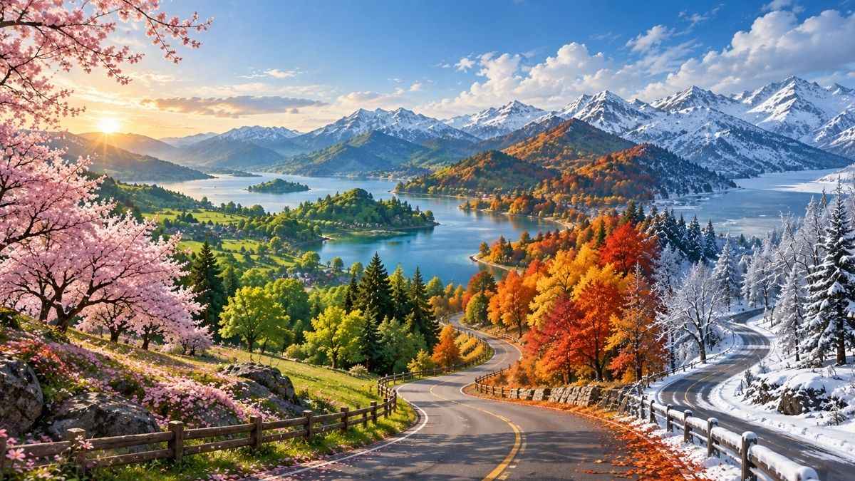 Hình nền phong cảnh thiên nhiên 4 mùa 8K - 4