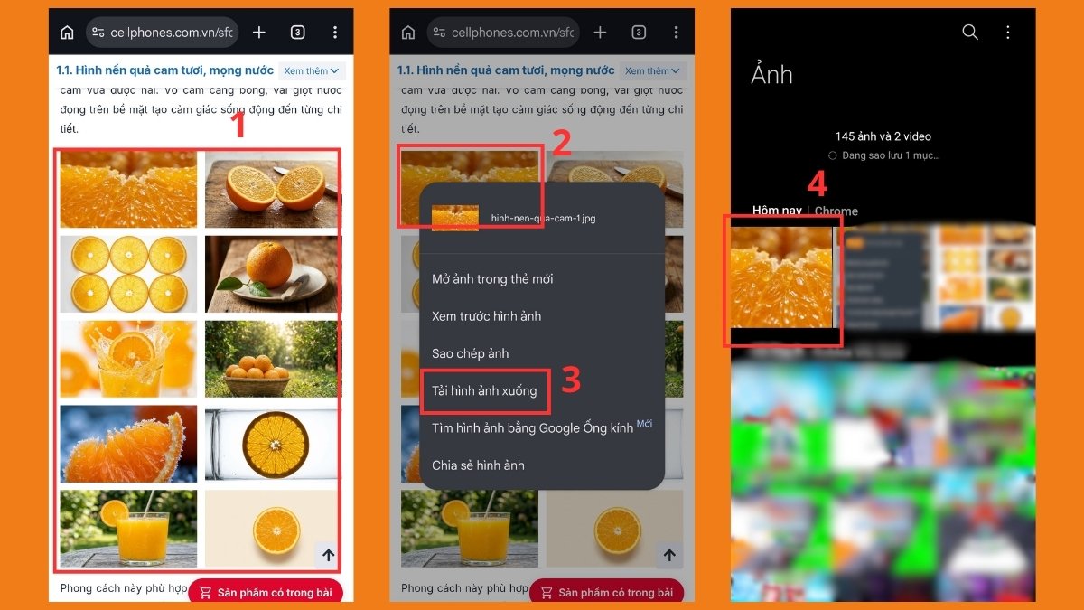 Hướng dẫn cách tải hình nền cam chất lượng chi tiết