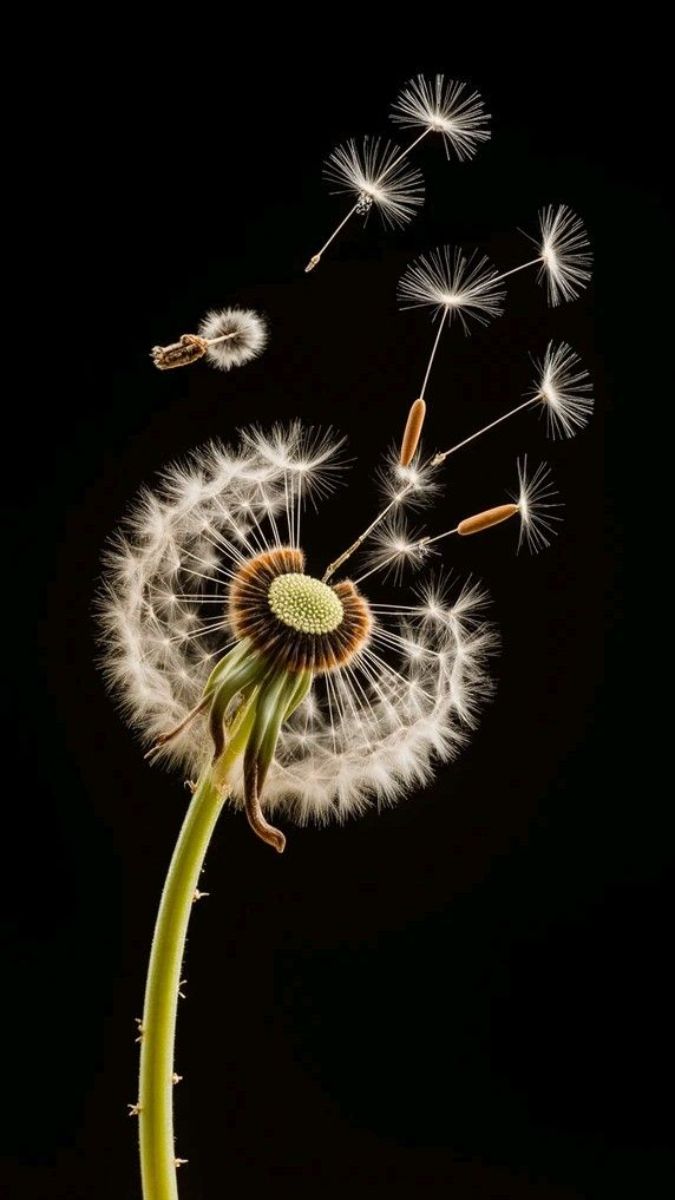 Hình nền hoa bồ công anh nền đen/AMOLED - 4