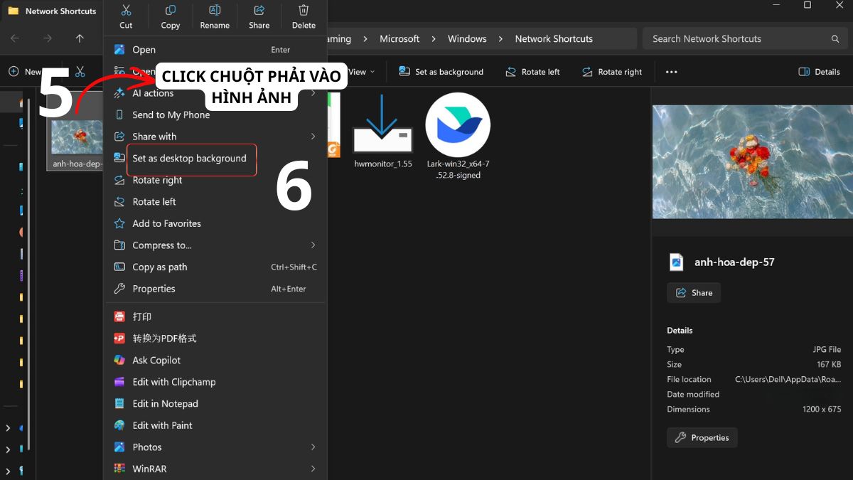 Cách tải và đặt hình nền bồ công anh trên máy tính - bước 3