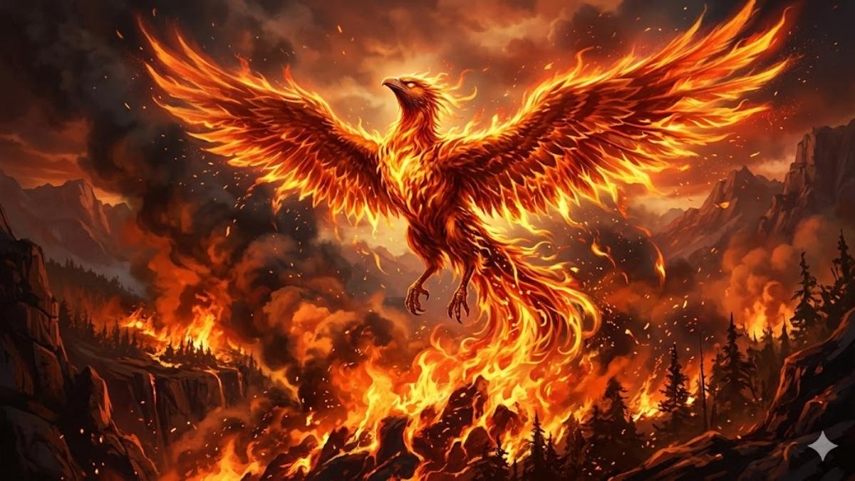 Hình nền phượng hoàng lửa đang bốc cháy - 1