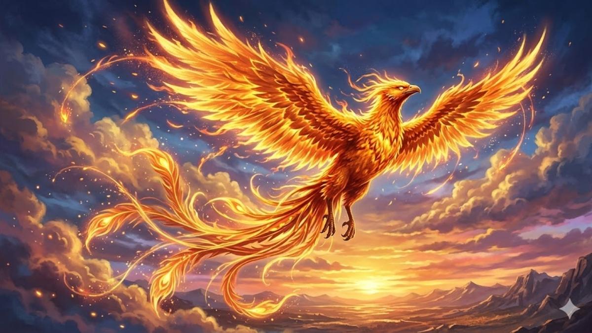 Hình nền phượng hoàng lửa đang bốc cháy - 2