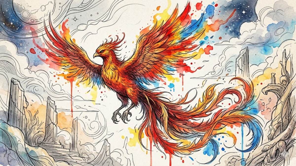 Hình nền phượng hoàng đường nét nghệ thuật - 1