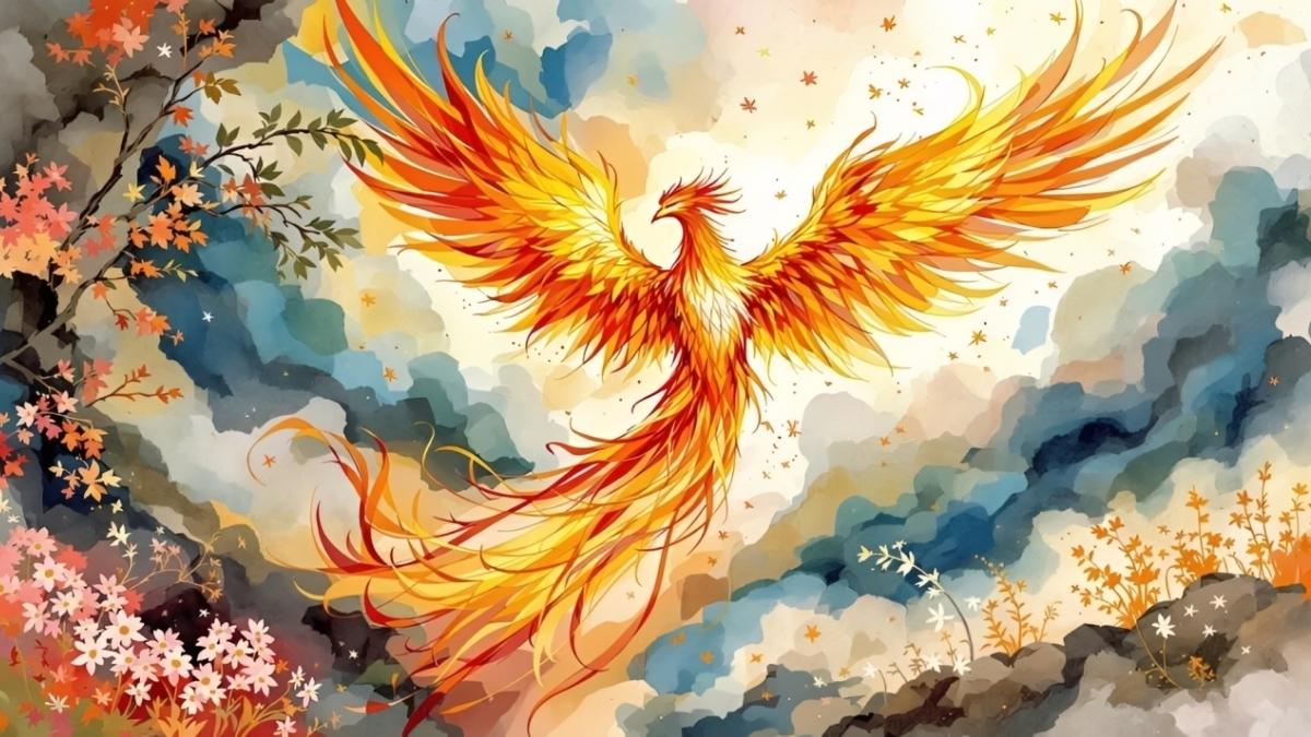 Hình nền phượng hoàng đường nét nghệ thuật - 3