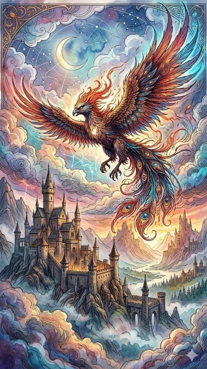 Hình nền phượng hoàng đường nét nghệ thuật - 6