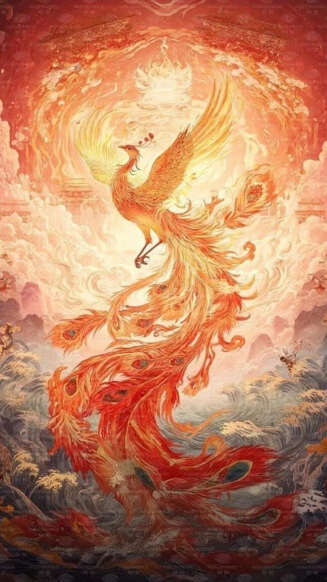 Hình nền phượng hoàng đường nét nghệ thuật - 7