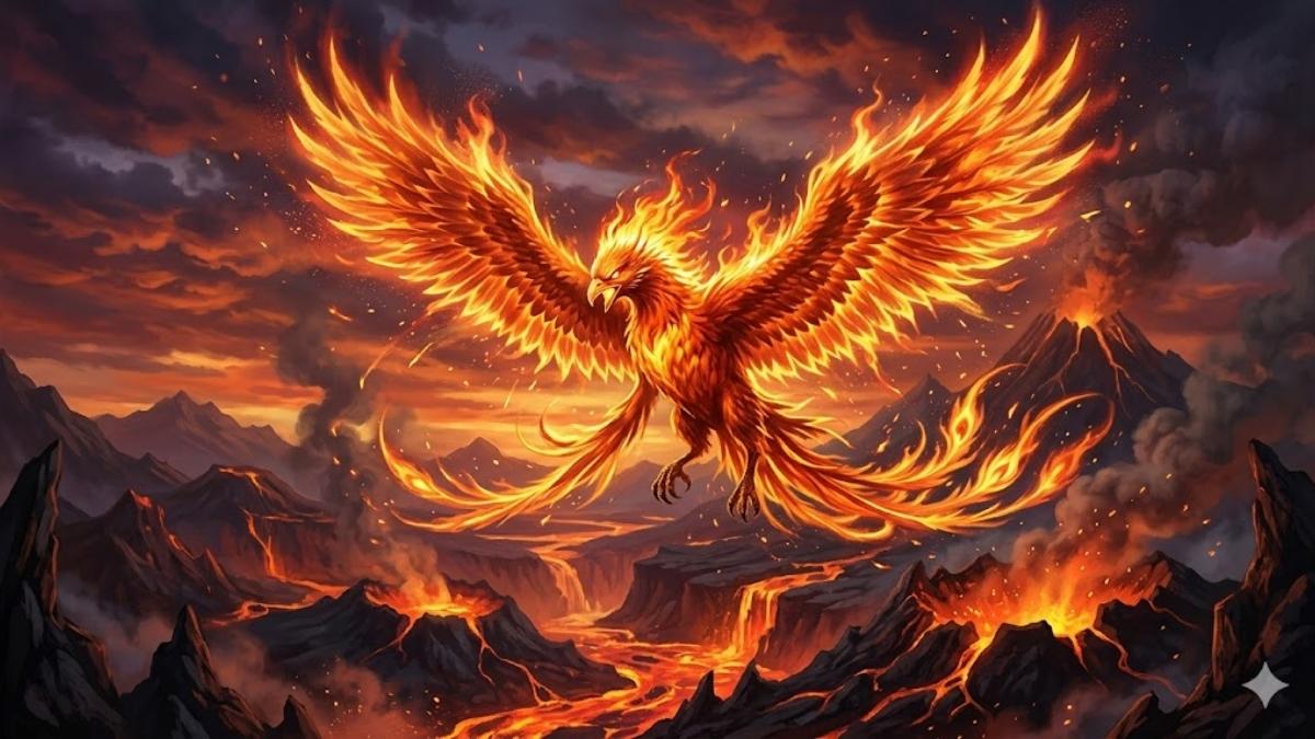 Hình nền phượng hoàng lửa đang bốc cháy - 3