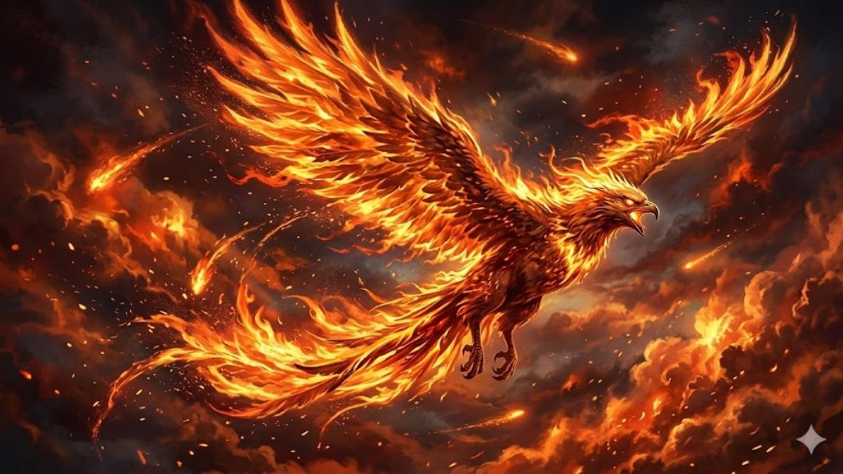 Hình nền phượng hoàng lửa đang bốc cháy - 4