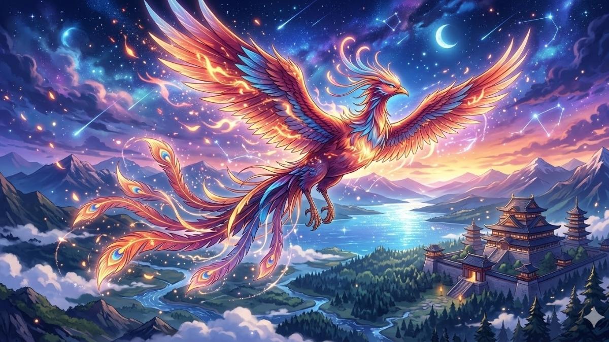 Hình nền phượng hoàng phong cách anime - 1