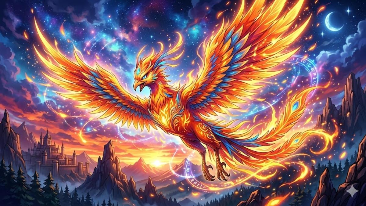 Hình nền phượng hoàng phong cách anime - 3