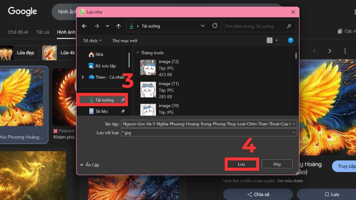 Hướng dẫn cách tải hình nền phượng hoàng chi tiết trên máy tính - bước 3