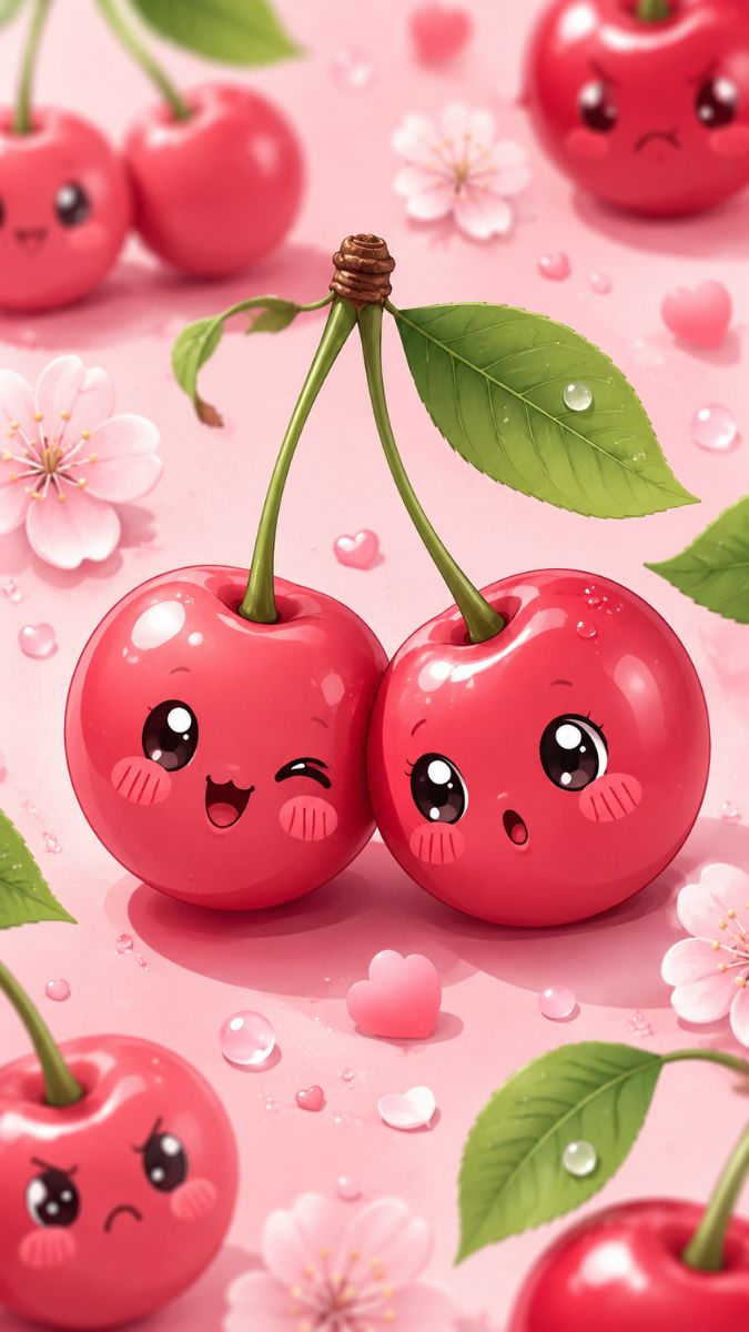 Hình nền cherry cute hoạt hình - 1