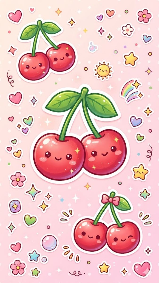 Hình nền cherry cute cho điện thoại - 2