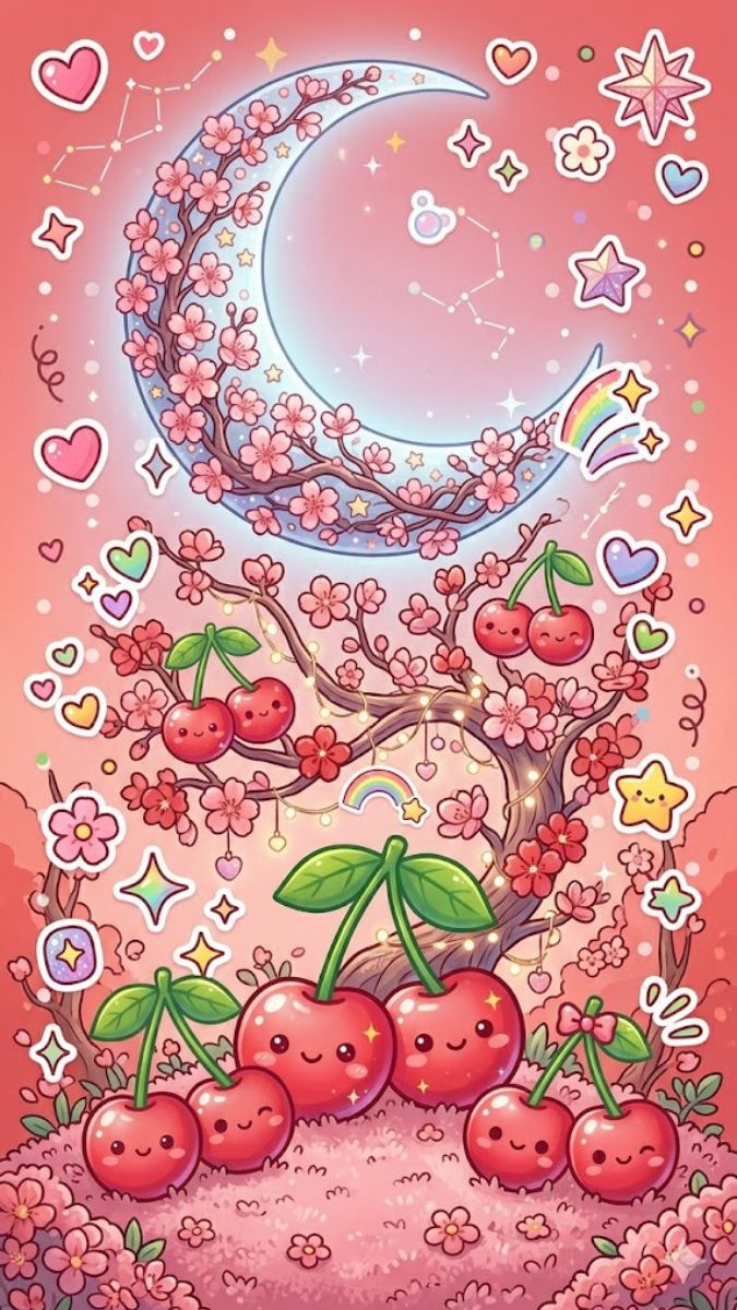 Hình nền cherry cute cho điện thoại - 5
