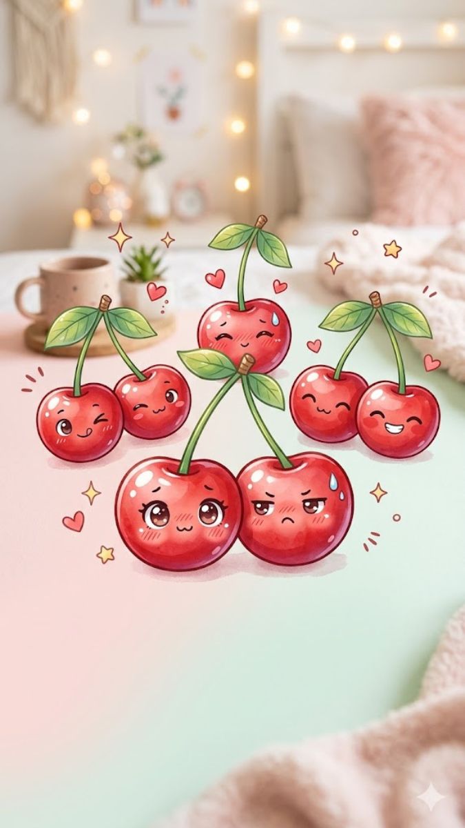 Hình nền cherry cute hoạt hình - 4