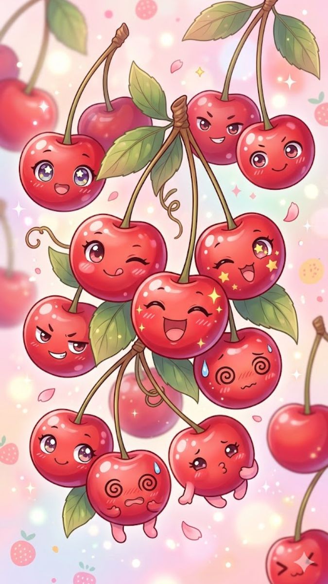 Hình nền cherry cute hoạt hình - 5