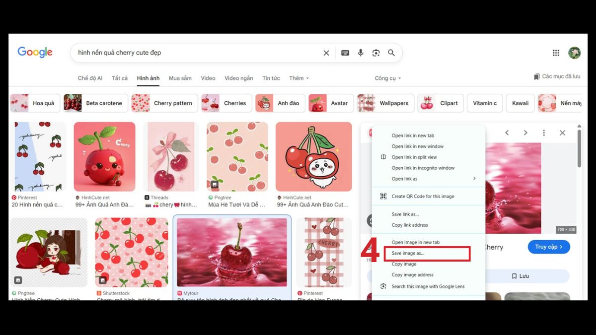 Cách tải hình nền cherry cute miễn phí trên máy tính - bước 2