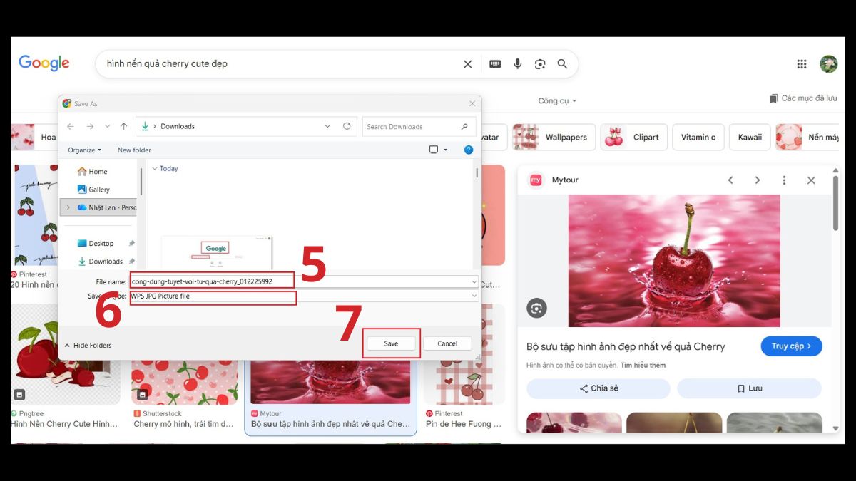 Cách tải hình nền cherry cute miễn phí trên máy tính - bước 3