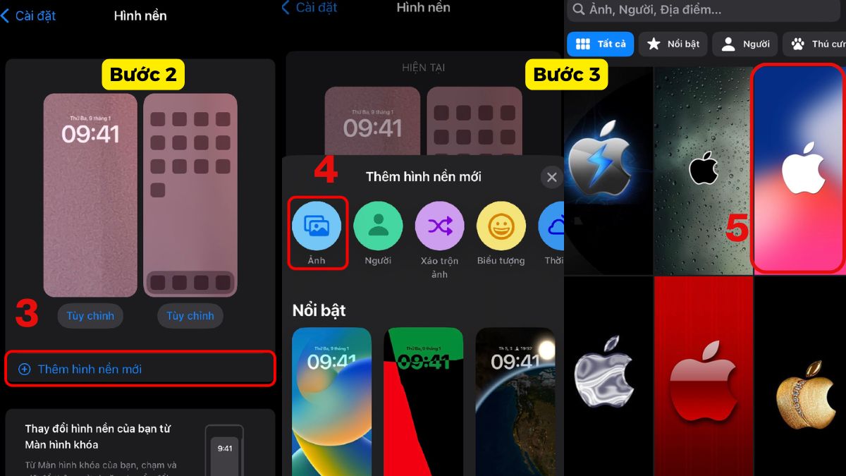 Cách thay hình nền quả táo đẹp nhất cho iPhone - bước 2,3