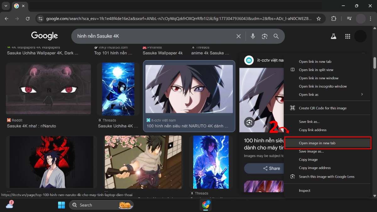 Cách tải hình nền Sasuke đúng cách, chất lượng  - bước 2