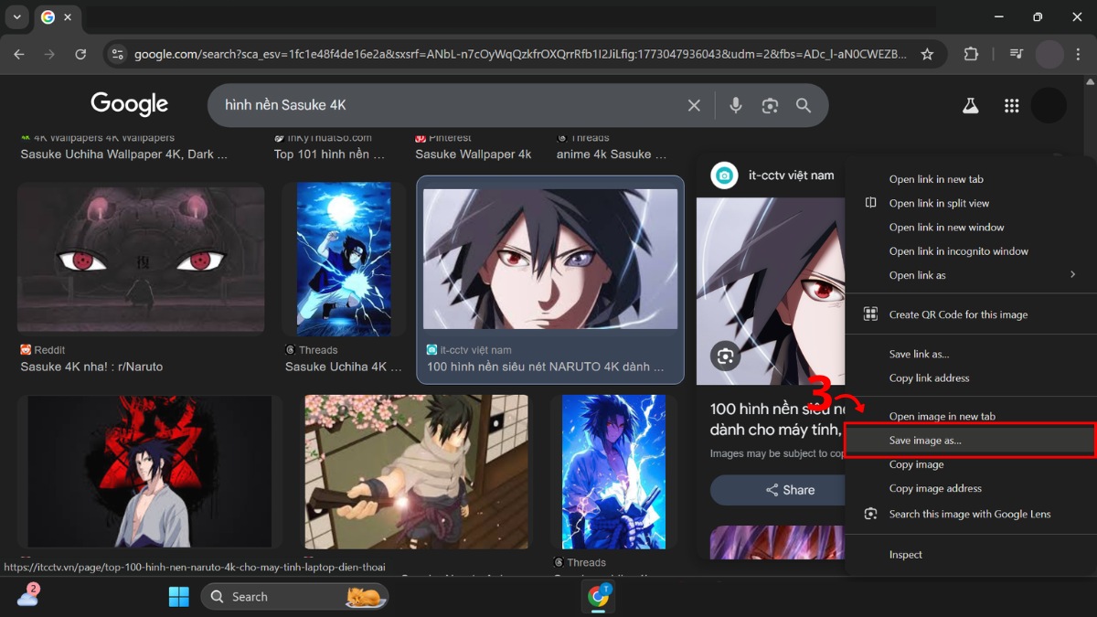 Cách tải hình nền Sasuke đúng cách, chất lượng  - bước 3