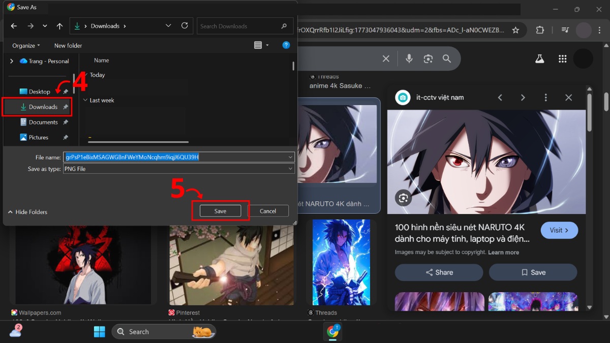 Cách tải hình nền Sasuke đúng cách, chất lượng  - bước 4