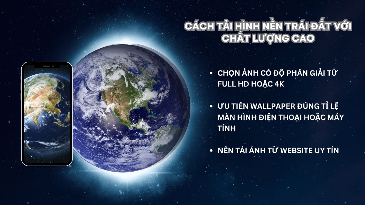 Cách tải hình nền Trái Đất với chất lượng cao