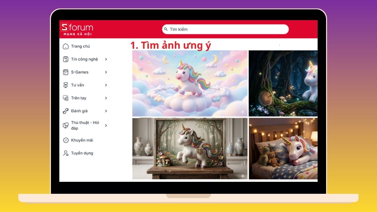 Hướng dẫn cách tải hình nền Unicorn chất lượng - bước 1