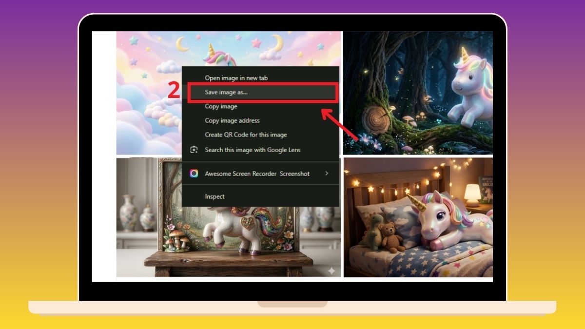 Hướng dẫn cách tải hình nền Unicorn chất lượng - bước 2